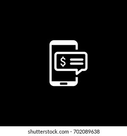 SMS Notification Icon. Isolated Illustration. App Symbol or UI element. Mobile Phone with Popup Message.