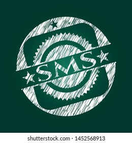 SMS on chalkboard. Vector Illustration. Detailed.