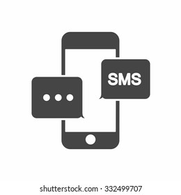 SMS on mobile phone with bubbles. Vector Illustration