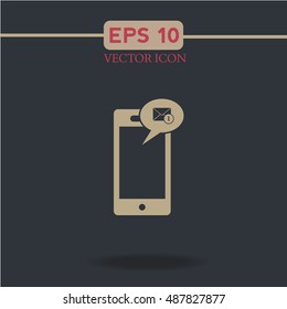 sms on phone vector icon