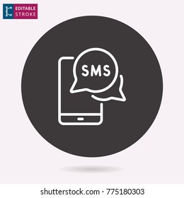 SMS - outline icon. Editable stroke. Vector illustration