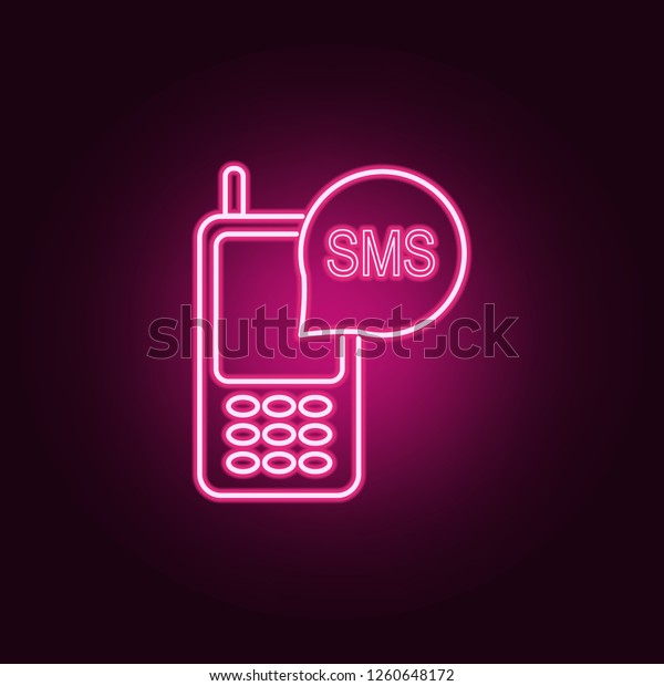 Sms Phone Icon Elements Media Neon Stock Vector Royalty Free 1260648172