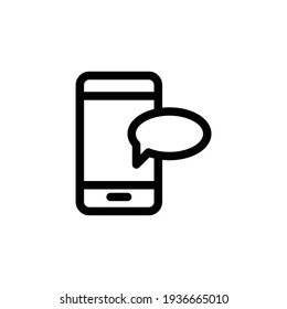 SMS phone text message flat icon for apps and websites. Speech bubble and smartphone. Flat icon design. Clean and clear. Message Icon.