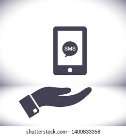 Sms phone vector icon , lorem ipsum Flat design