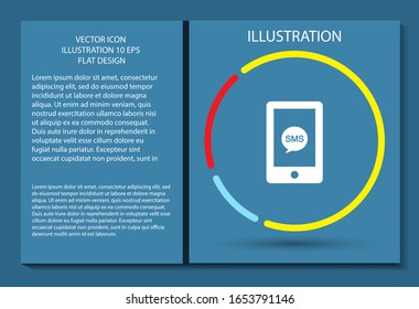 Sms Telefon-Vektorillustration Symbol, lorem ipsum flaches Design