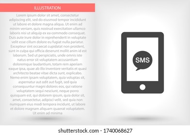 Icono vector de teléfono Sms, lorem ipsum Diseño plano