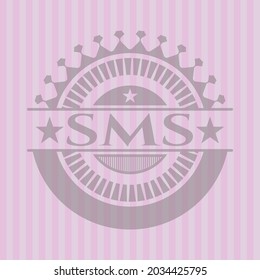 Emblema rosa de estilo retro SMS. Diseño conceptual.