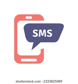 SMS Service Optimization Flat Colorful Icon Isolate On White Background Vector Illustration | Seo Icons