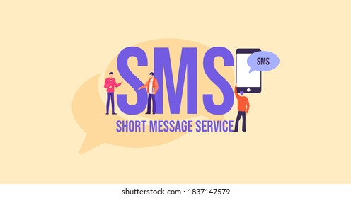 SMS Short message service. Global communication web for media marketing technologies informational online reference for advertising and user support promotional vector web video and email messages.