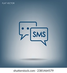 Icono plano de la ilustración del icono de signo SMS.
