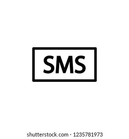 SMS sign icon. Outline icon on white background. SMS sign Silhouette. Web site, page and mobile app design vector element.