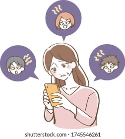 SMS slanderous female illustration vector