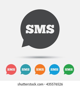 SMS Speech Bubble Icon. Information Message Symbol. Graphic Element On White Background. Colour Clean Flat Sms Message Icons. Vector