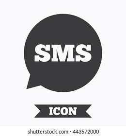 SMS speech bubble icon. Information message symbol. Graphic design element. Flat sms message symbol on white background. Vector