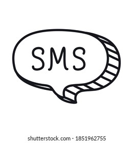 sms speech bubble icon over white background, line style, vector illustration
