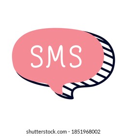 sms speech bubble icon over white background, half line half color style, vector illustration