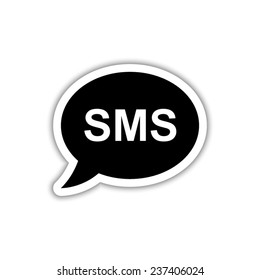 sms text message mail - black vector icon with shadow