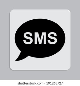 sms text message mail icon on a grey flat button