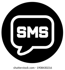 Sms text, sign, box, lettering, inscription silhouette, symbol, vector illustration, in black and white color