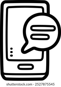 Sms texting doodle icono de Vector e ilustración