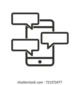 SMS vector icon. Black illustration isolated on white background for graphic and web design.