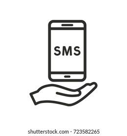 SMS vector icon. Black illustration isolated on white background for graphic and web design.