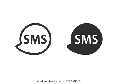 SMS vector icon. Black illustration isolated on white background for graphic and web design.