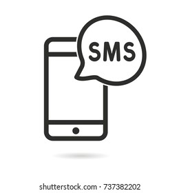 SMS vector icon. Black illustration isolated on white background for graphic and web design.