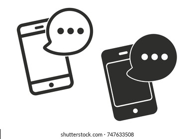 SMS vector icon. Black illustration isolated on white background for graphic and web design.