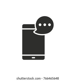 SMS vector icon. Black illustration isolated on white background for graphic and web design.