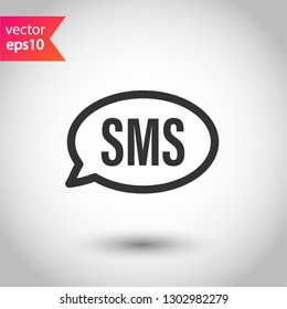 SMS vector icon. SMS bubble chat vector sign. Message flat icon design. EPS 10