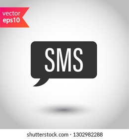 SMS vector icon. SMS bubble chat vector sign. Message flat icon design. EPS 10