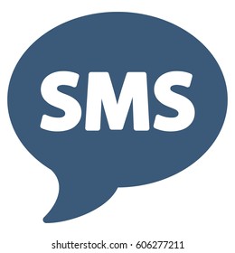 SMS vector icon. Flat blue symbol. Pictogram is isolated on a white background. Designed for web and software interfaces.
