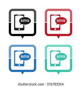 Sms - vector icon; map pointer;  message bubble