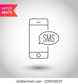 SMS vector icon. Mobile phone  SMS vector sign. Bubble chat SMS symbol. EPS 10