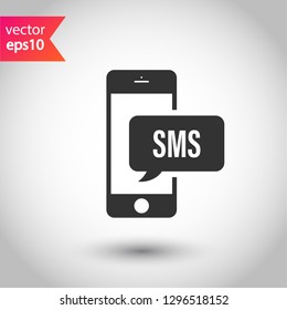 SMS vector icon. Mobile phone  SMS vector sign. Bubble chat SMS symbol. EPS 10