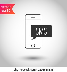 SMS vector icon. Mobile phone  SMS vector sign. Bubble chat SMS symbol. EPS 10