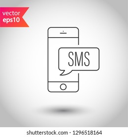 SMS vector icon. Mobile phone  SMS vector sign. Bubble chat SMS symbol. EPS 10