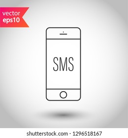 SMS vector icon. Mobile phone  SMS vector sign. Bubble chat SMS symbol. EPS 10