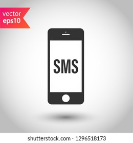 SMS vector icon. Mobile phone  SMS vector sign. Bubble chat SMS symbol. EPS 10