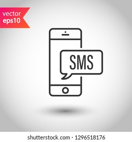 SMS vector icon. Mobile phone  SMS vector sign. Bubble chat SMS symbol. EPS 10