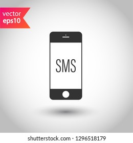 SMS vector icon. Mobile phone  SMS vector sign. Bubble chat SMS symbol. EPS 10