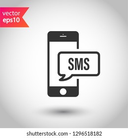 SMS vector icon. Mobile phone  SMS vector sign. Bubble chat SMS symbol. EPS 10