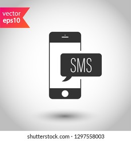 SMS vector icon. Mobile phone  SMS vector sign. Bubble chat SMS symbol. EPS 10