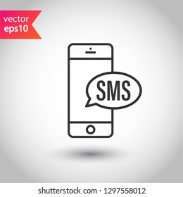 SMS vector icon. Mobile phone  SMS vector sign. Bubble chat SMS symbol. EPS 10