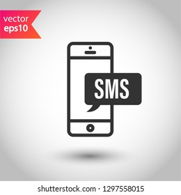 SMS vector icon. Mobile phone  SMS vector sign. Bubble chat SMS symbol. EPS 10