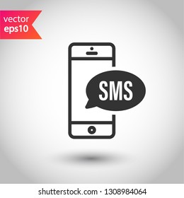 SMS vector icon. Mobile phone  SMS vector sign. Bubble chat SMS symbol. EPS 10