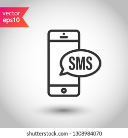 SMS vector icon. Mobile phone  SMS vector sign. Bubble chat SMS symbol. EPS 10