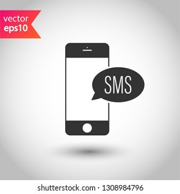 SMS vector icon. Mobile phone  SMS vector sign. Bubble chat SMS symbol. EPS 10