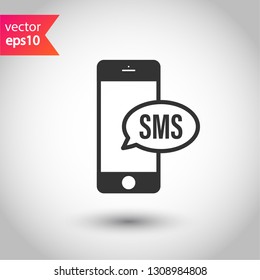 SMS vector icon. Mobile phone  SMS vector sign. Bubble chat SMS symbol. EPS 10
